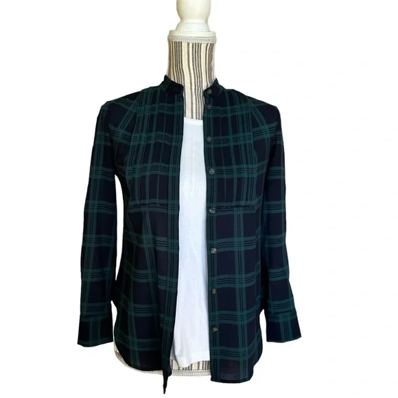 J Crew Casual Green Plaid Flannel XXS - Picture 2 of 7